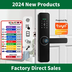 DSKDFTY Biometric Electronic Door Lock Digital Black Smart Lock Tuya App Remote Unlocking Keyless Lock Fingerprint Door Lock Z13