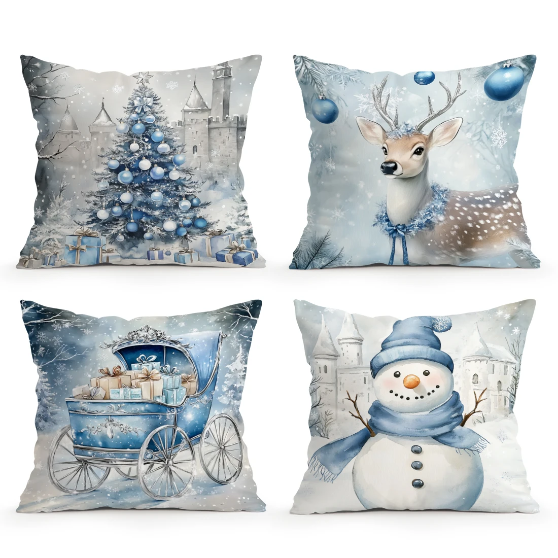 

Зимние синие рождественские елочные подушки, наволочка, наволочка, декоративная подушка для дивана, наволочка, домашний декор автомобиля