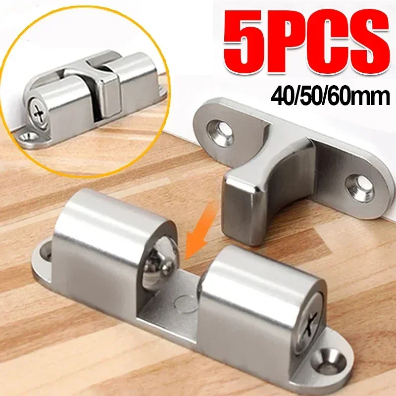 1/3/5pcs Furniture Door Ball Latch Brass Double Roller Spring Ball Catch Latches Cabinet Closet Door Adjustable Tension Latch