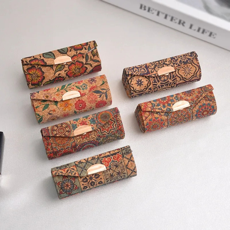 3pcs Portable Chinese Style Lipstick Box Minimalist High Grade Folding Lipstick Storage Box With Mirror Dustproof
