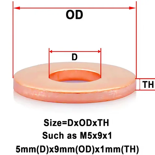 Imagen 2 del producto Tapones de aceite de cobre puro sólido, junta tórica de arandela M5 M6 M8 M10 M12 M14 M16 M18 M20 M22 M24, espaciadores de sellado plano de sumidero de motocicleta