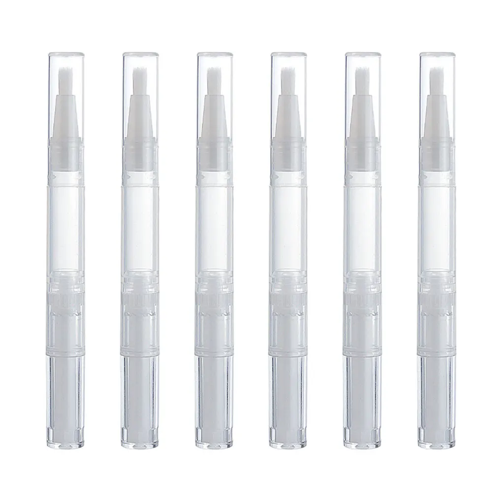 6Pcs 3ml Transparent Twist Nail Twist Pens Empty Transparent Nail Oil Pen with Brush Cosmetic Container Pen Lip Gloss Tubes