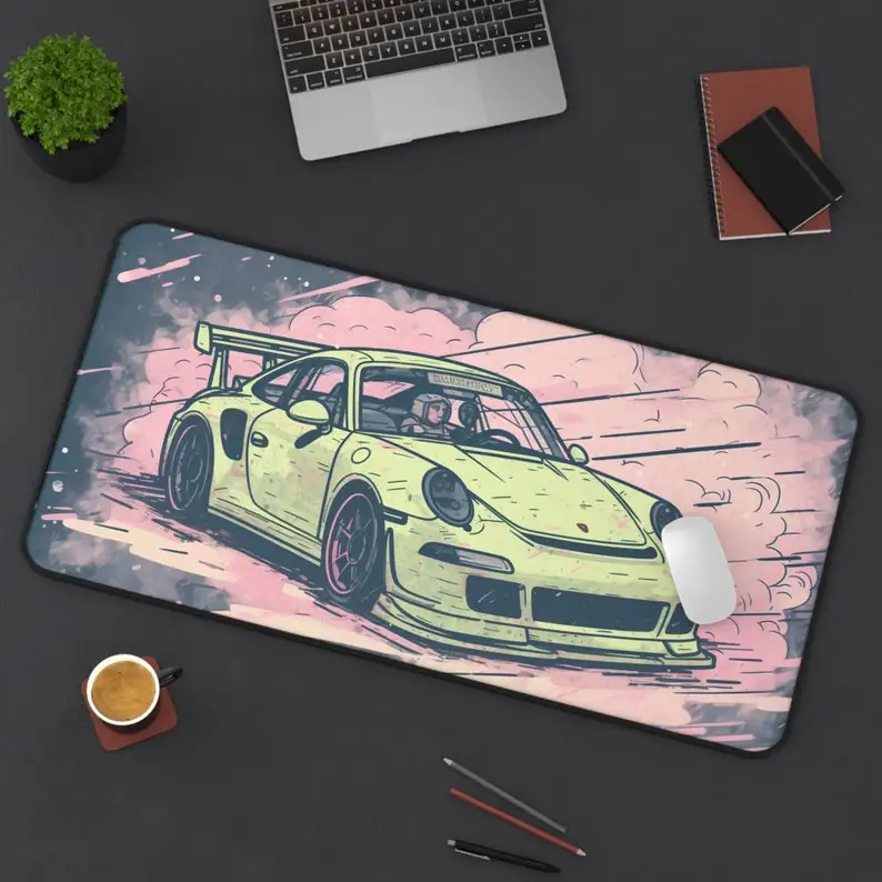 

Pink Comic Car Mouse Pad, Nostalgic Theme Desk Pad, Non-Slip Waterproof Mouse Pad, Office Decoration, Perfect Gift for Friends