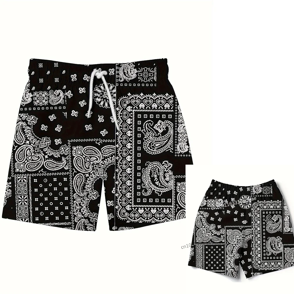 Pantalones cortos informales con estampado de Paisley para hombre, pantalones cortos de playa para hombre, pantalones con cordón hawaianos de verano, ropa informal corta transpirable