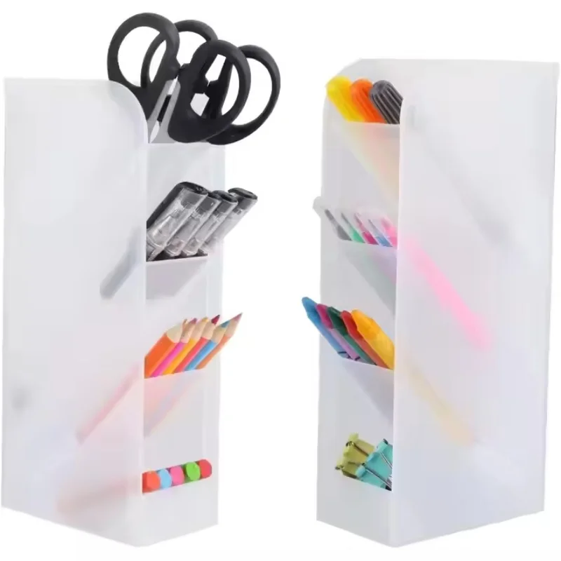 Multi-functional Organizer Box Desktop Multi-Layer Pen Holder Cosmetic Brush Storage Holder For Office Home Supplies Stationery
