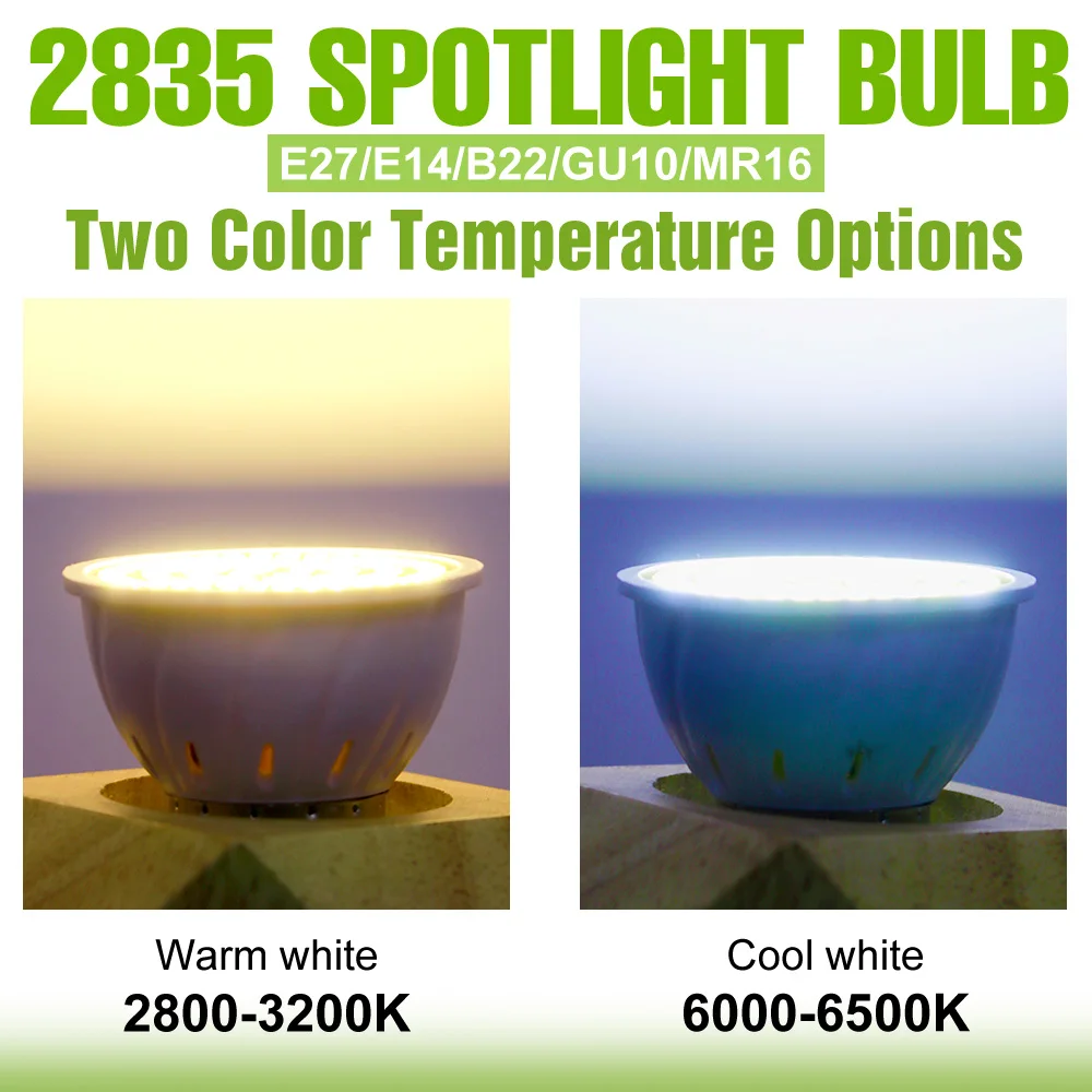 

8 Pack LED Bulb E27/E26 Spotlight GU10 Ceiling Lamp MR16 Chandelier Bulb E14 AC220V B22 5W 7W 9W Cold/Warm White Indoor Lighting