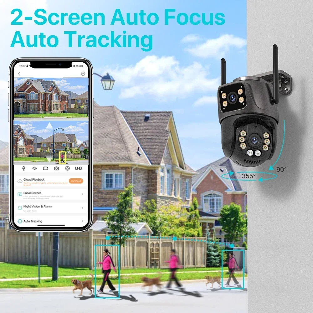 Xiaomi 4K 8MP HD WiFi กล้องกลางแจ้ง 4MP Dual เลนส์ Dual หน้าจอ AI การติดตามอัตโนมัติกล้อง IP กล้องวงจรปิดการเฝ้าระวังวิดีโอ p2P iCSee