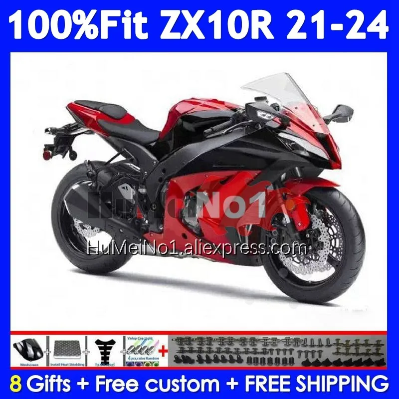 Injection For KAWASAKI NINJA ZX 1000 10R 10 R 221No.75 ZX10R Gloss Red 21 22 23 24 ZX-10R ZX1000 2021 2022 2023 2024 Fairing