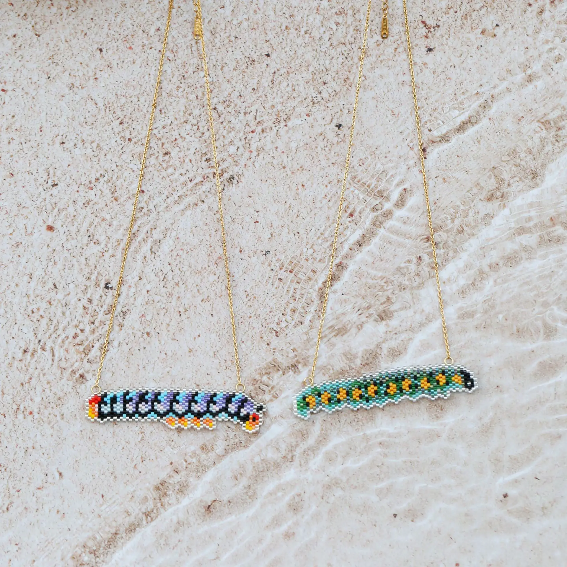 ZGMXR Rice bead necklace Pendant Insects Colorful Hand-woven Adjustable Geometry Woman Bohemia Fashion Simple Beaded necklace