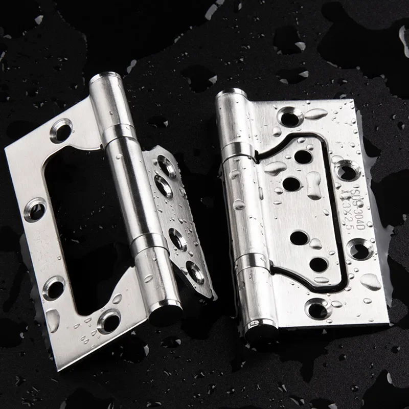 

2 Pcs (1 Pair) Room Door Hinges, Furniture Accessories Free Slotted Hinge Thickened Silent 304 Stainless Steel Mother 4" inch