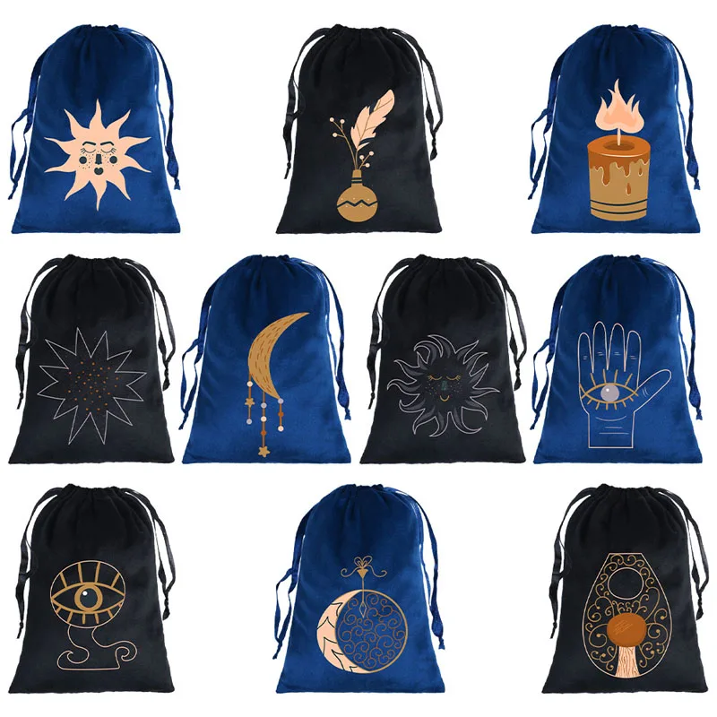20pcs/lot 13x18cm Drawstring Velvet Bags Tarot Card Packaging Dice Crystal Storage Dust Bag with Customize Logo Option