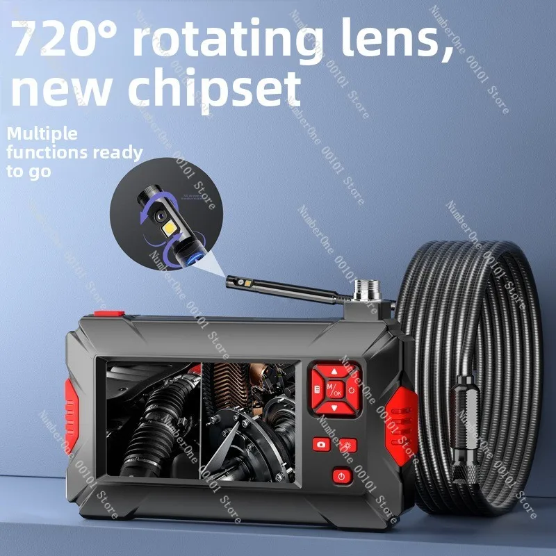 Dual Lens 360° Rotatable HD Pipe Camera Steering Inspection Scope For Auto Engine Repair