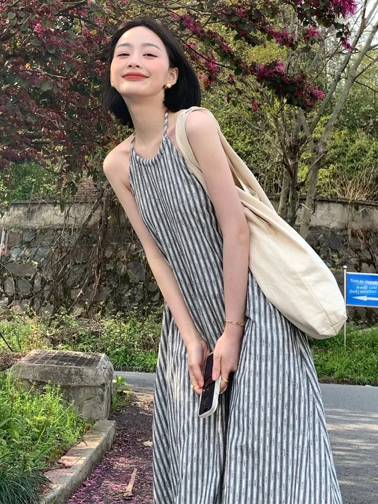 Verão novo feminino ne pendurado dr praia férias solto magro ba exposição longo turista dr redondo ne svel vestido