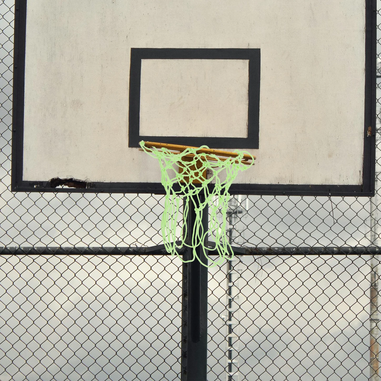 Outdoor Basketball Net Heavy Duty Solar Powered Fluorescent Nylon Glow in Dark Basketball Replacement Equipment Light Green