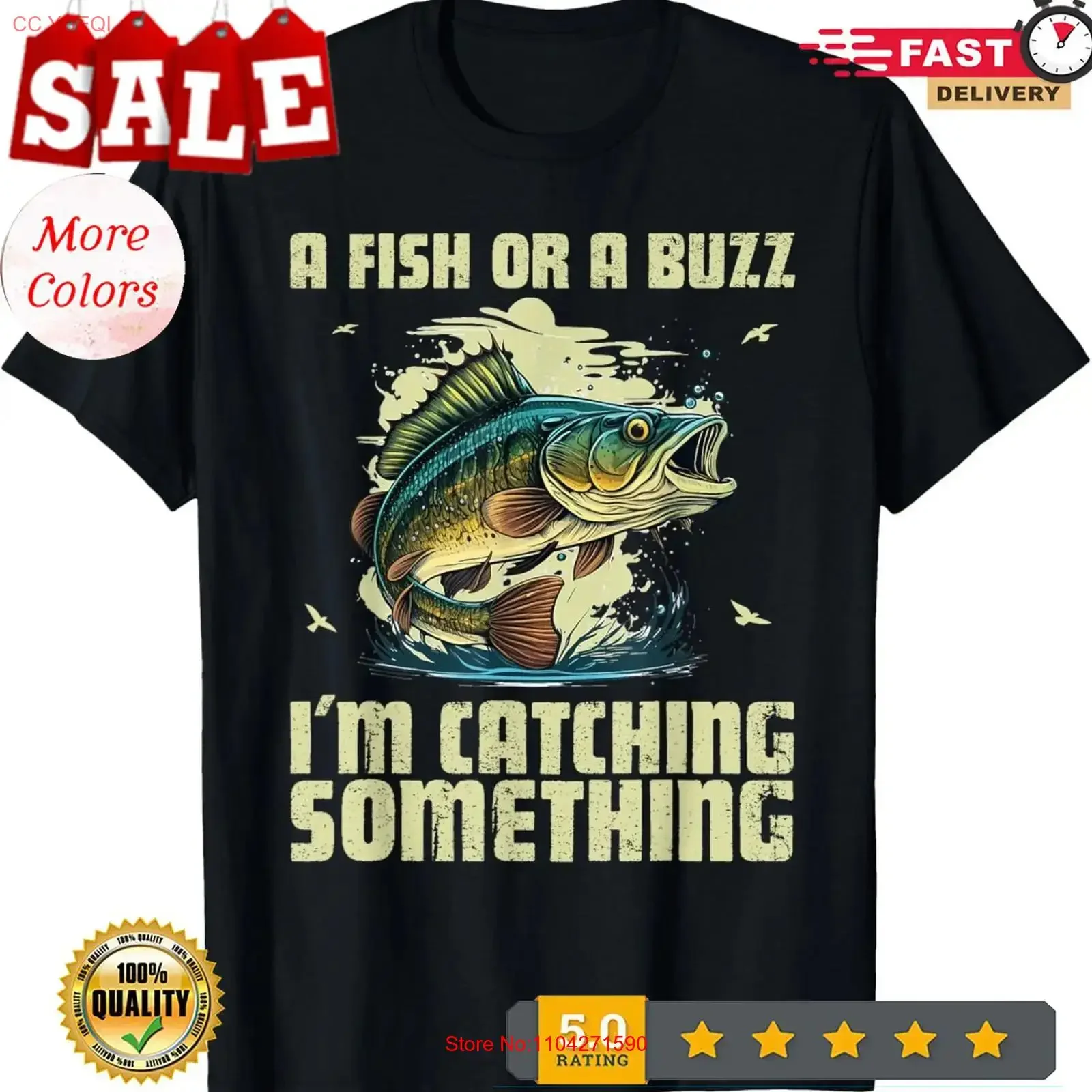 A Fish Or Buzz I'm Catching Something Fishing shirt T vintage Washed Soft Comfortable Versatile Unisex homme Casual streetwear