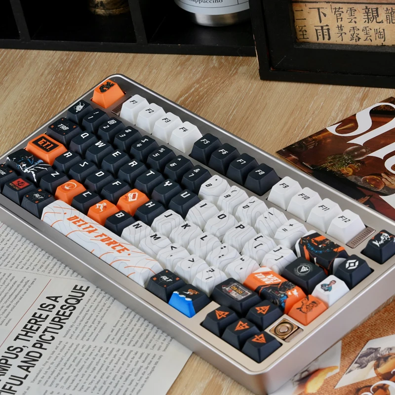 

Колпачок для клавиатуры Delta Action для стрельбы, сублимационный материал PBT, оригинальные колпачки для клавиш высоты вишни, полный набор 130 колпачков для клавиш