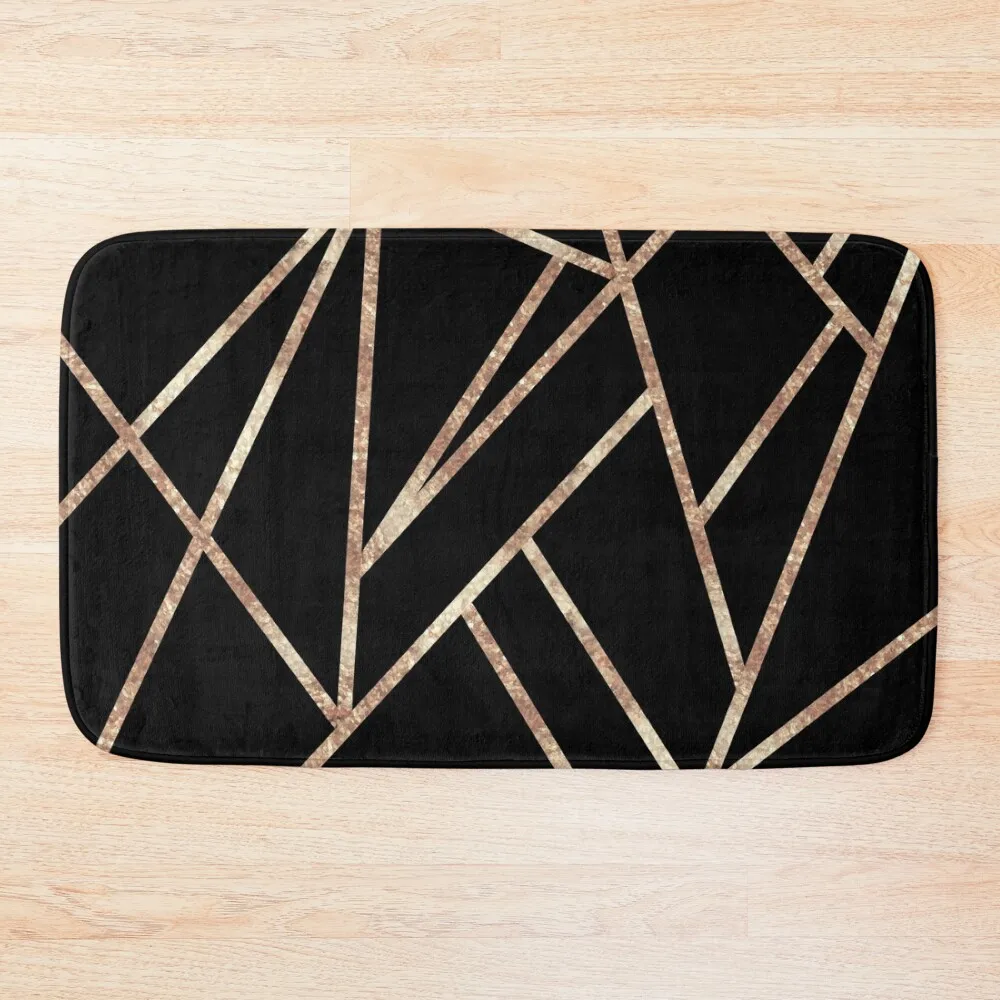 

Classic Black Rose Gold Geo #1 #geometric #decor #art Bath Mat Carpet For Home Entrance Bathtub Carpet Showers Mat