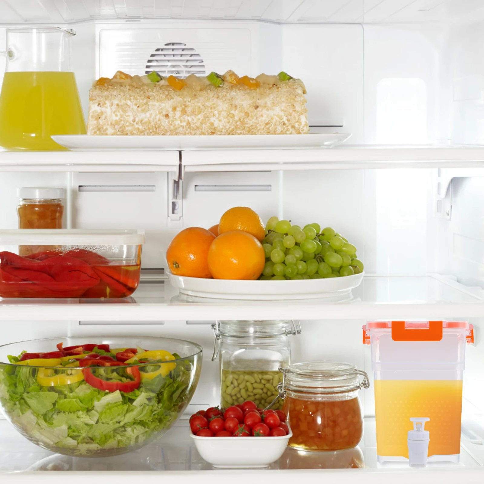 Large Capacity Cold Water Pot Drink Bucket Faucet Refrigerator Juice Pitcher Plastic Safe Tea Storage Dispenser