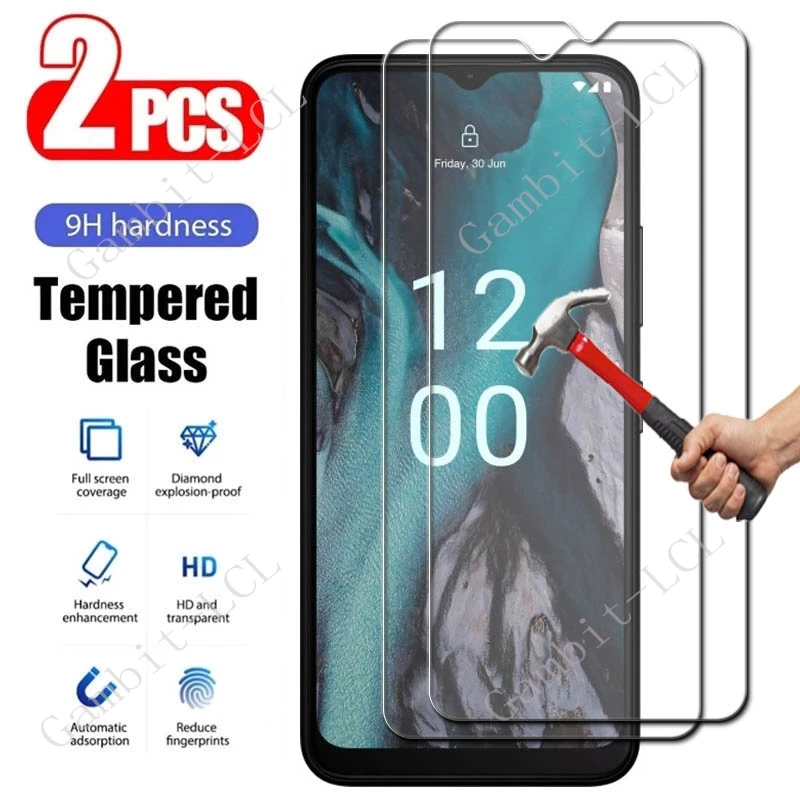 2 uds para Nokia C110 C12 Plus Pro C210 C22 C300 C32 G22 G310 5G G42 XR21 C200 C21 C31 G100 protección de pantalla película de vidrio templado