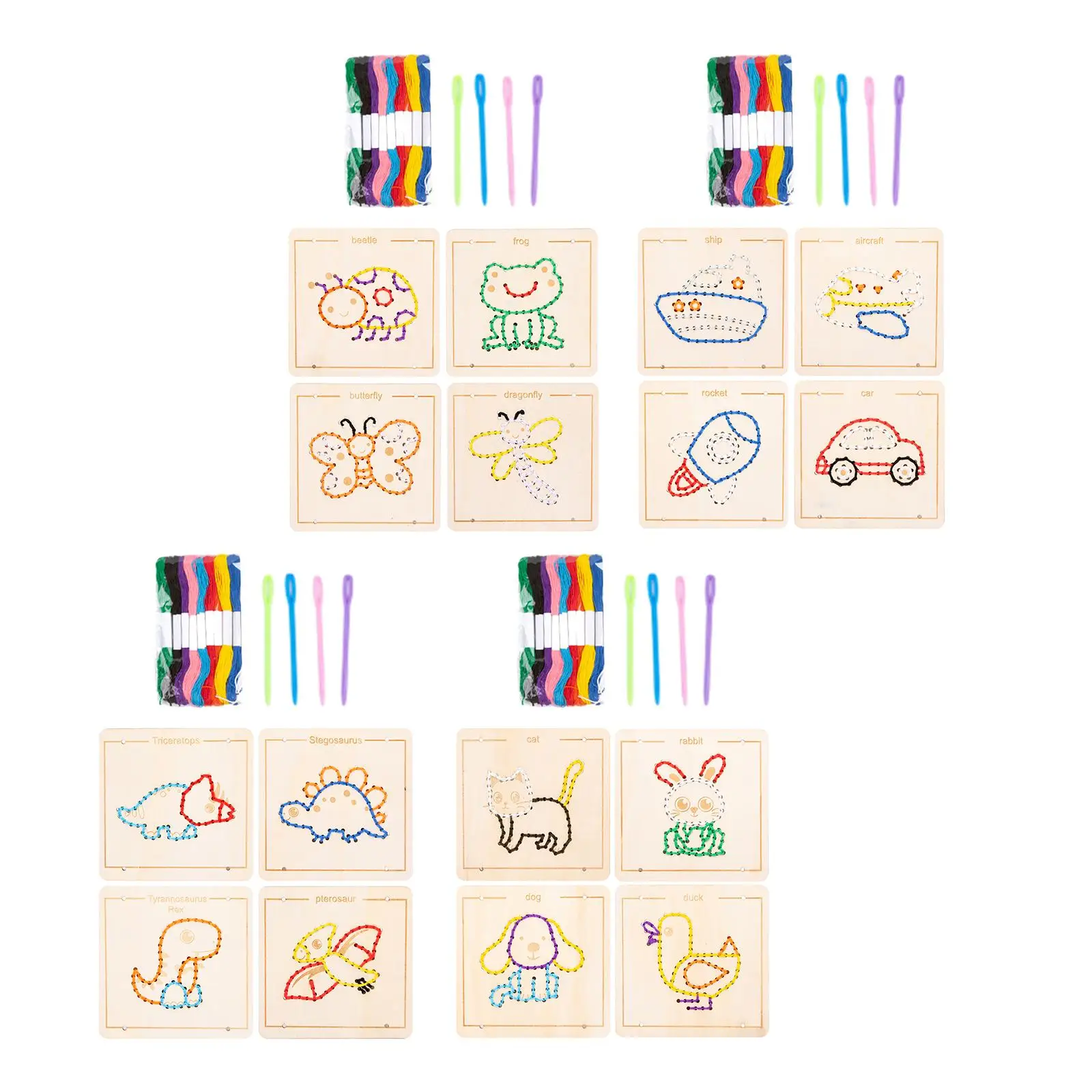 

Wooden Lacing Toy Embroidery Puzzle Game Threading Board Toys Children