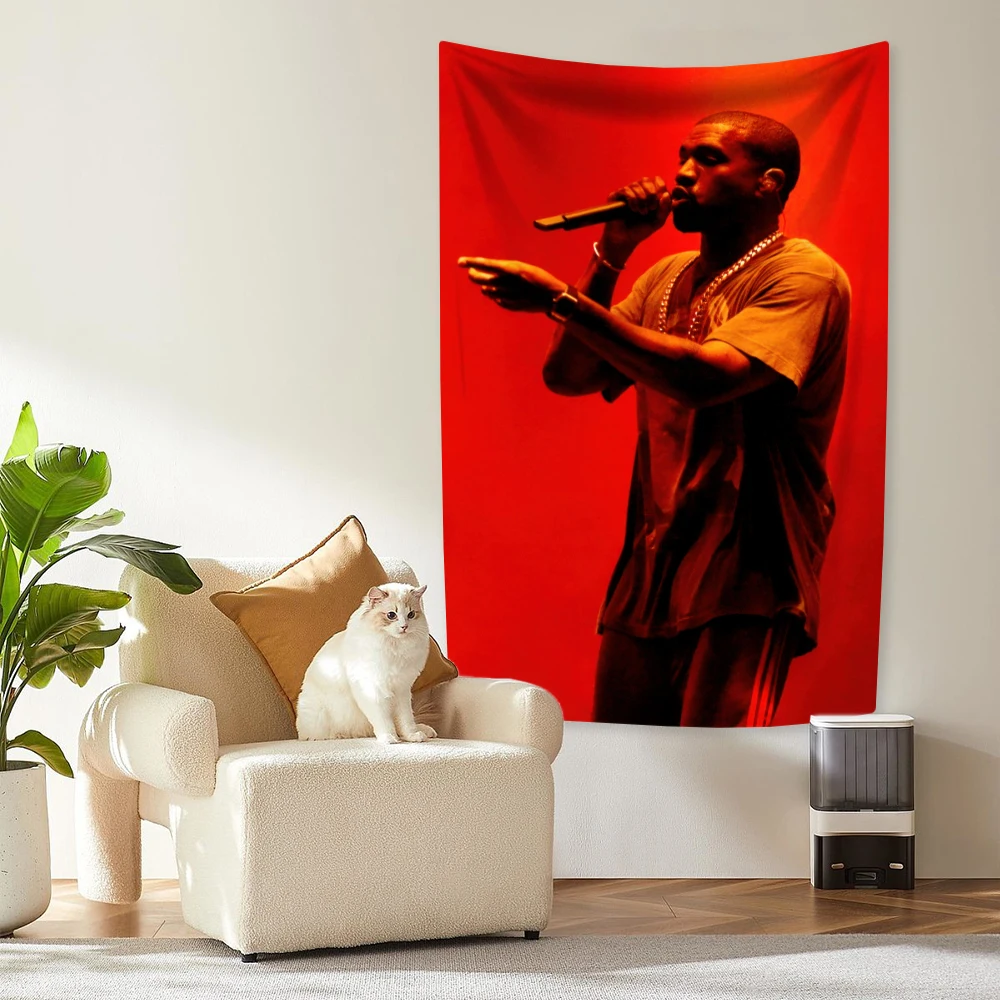 USA Rap Singer Kanye West Wall Decor Hanging Tapestries Music Star Poster Bedroom Or Living Room Backdrop Sofa Blanket