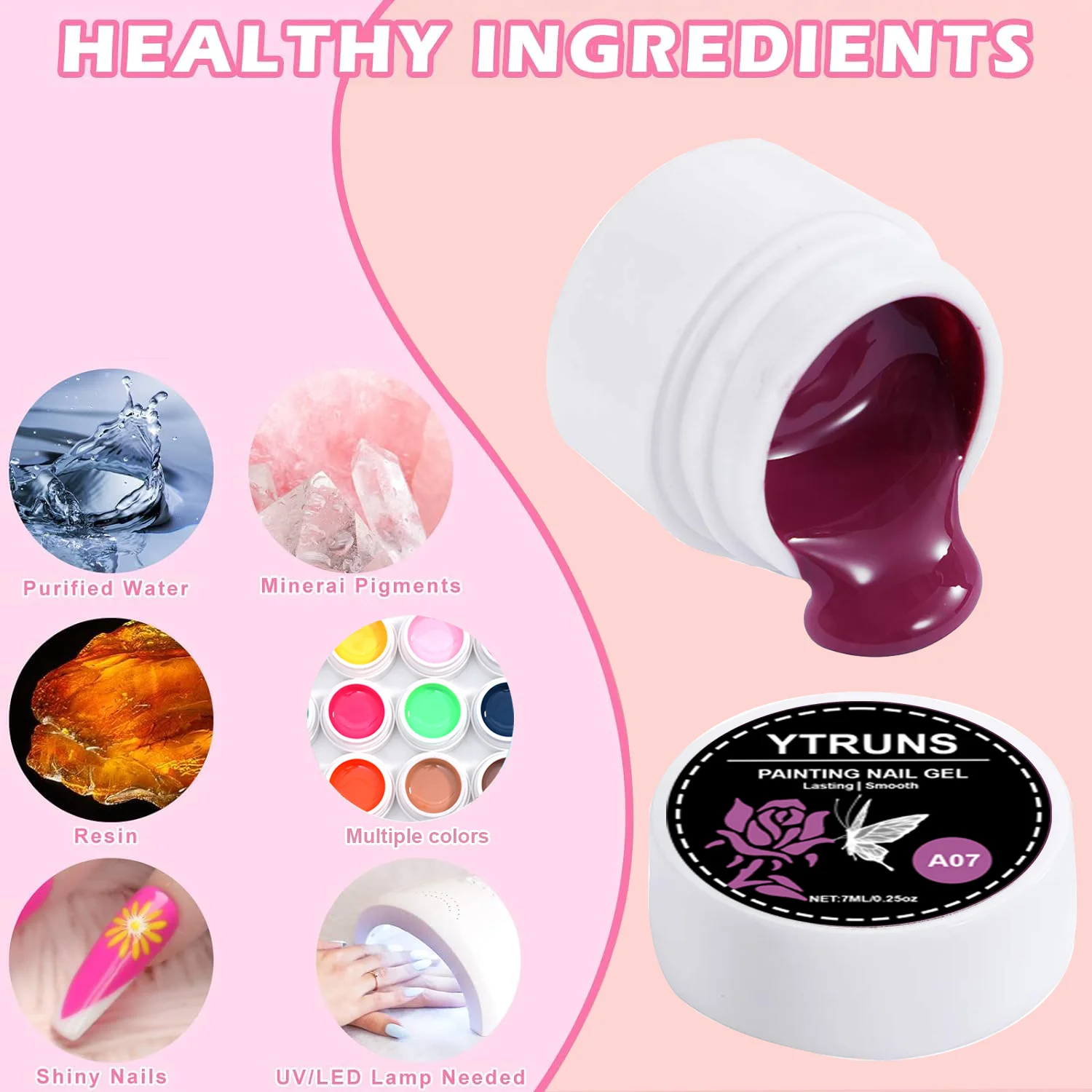 36-Farben-Nagelkunst-Set mit Gelbeschichtung, festes Kleber-Beschichtungsgel