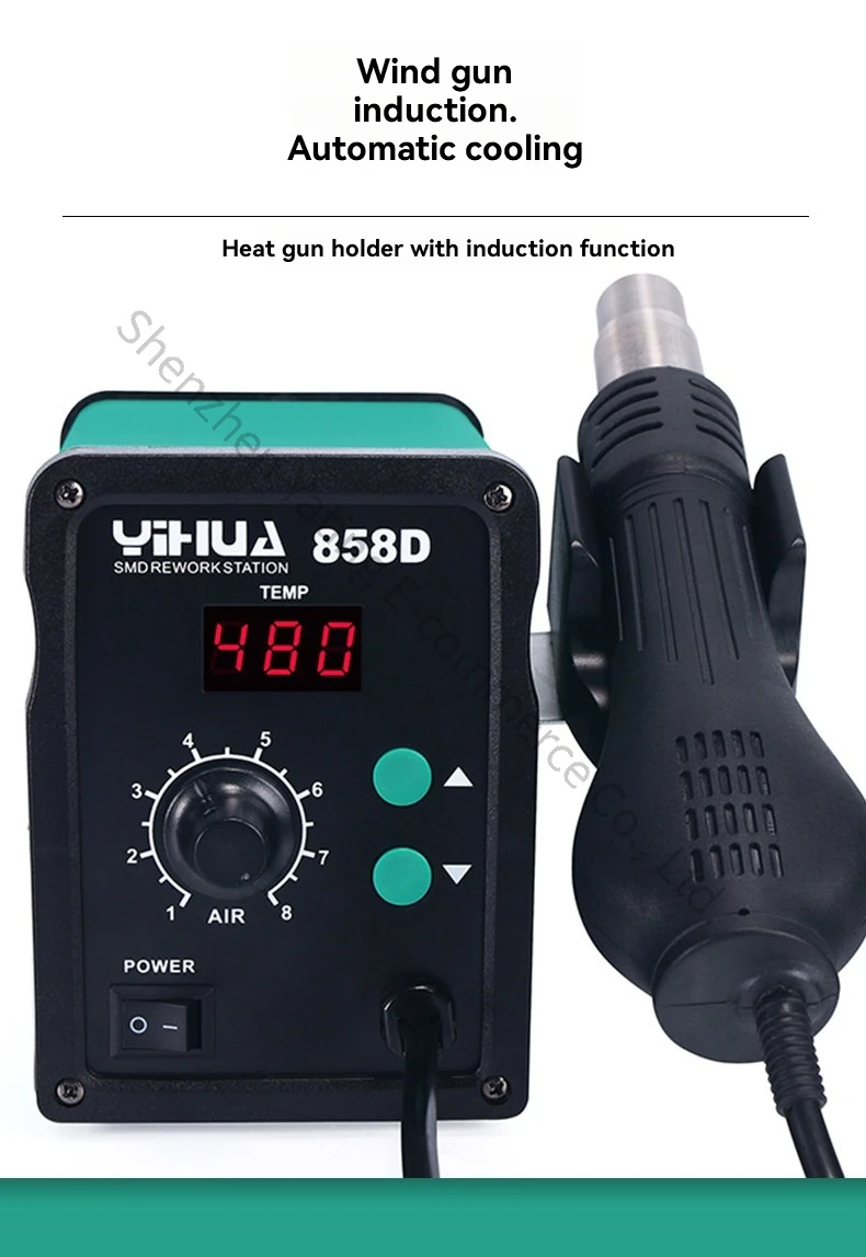 858D Hot Air Gun Small Electronic Repair Tool for Mobile Phones Adjustable Temperature Industrial Air Gun Welding Table