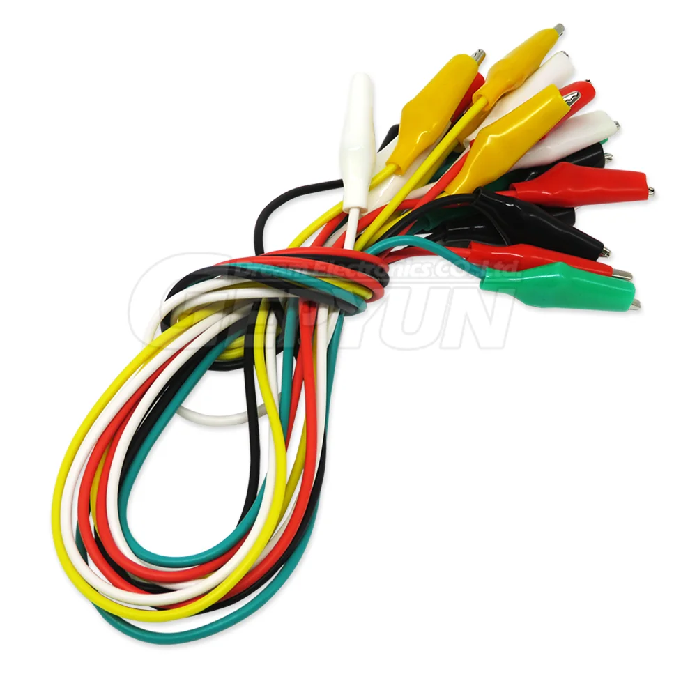 10Pcs 5 colors 30cm length double-ended alligator clips Red Green Blue Black White Cable Alligator Clips Wire Testing Wire Clip