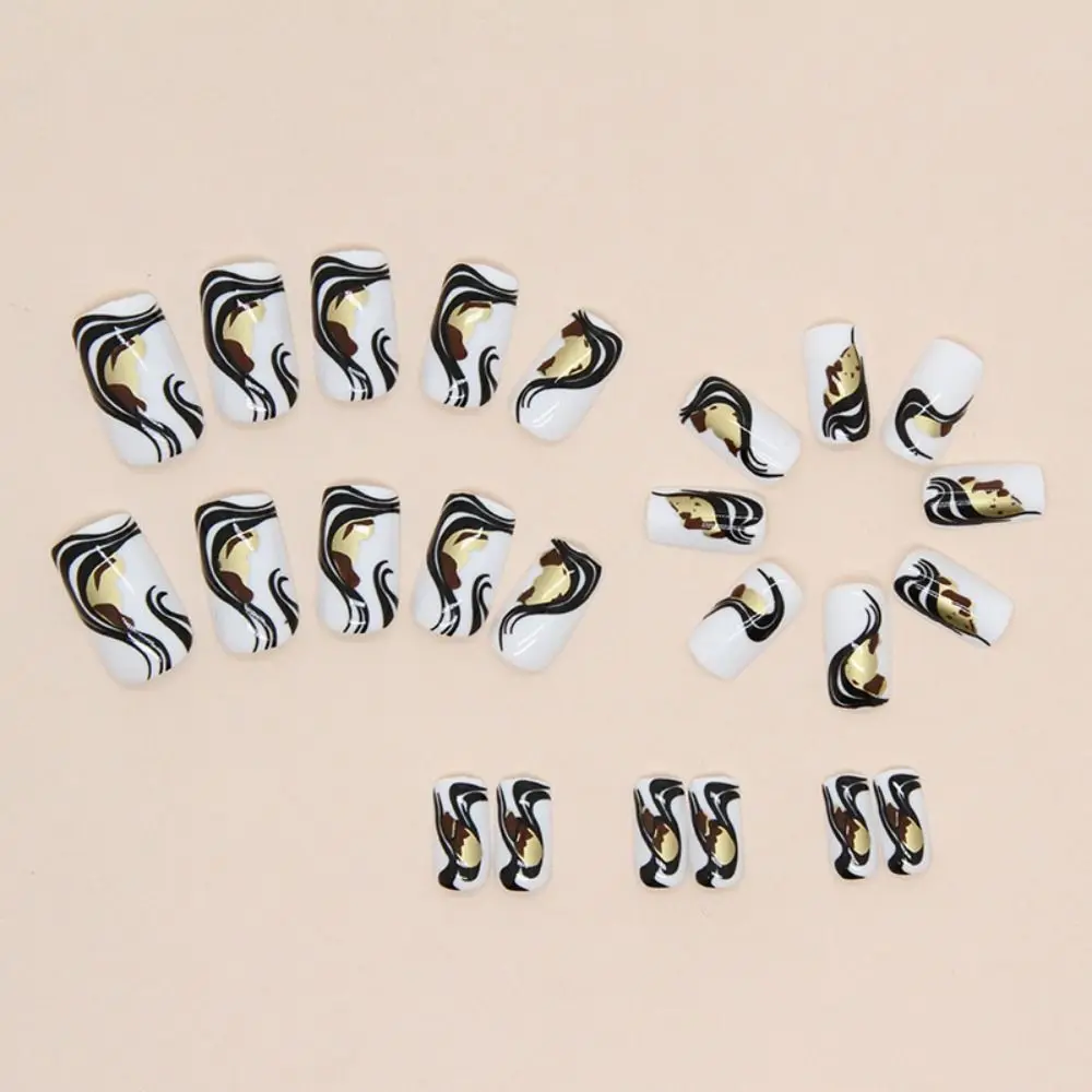 أطراف أظافر بغطاء كامل اضغط على الأظافر DIY متوسطة الطول برأس مربع أظافر صناعية فرنسية #2