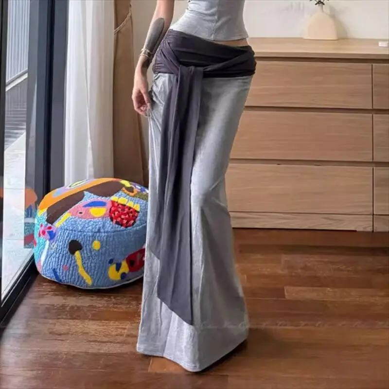 Fashion Front Tie Long Skirts Women Maxi Skirt Summer Sexy Female High Waist Bodycon Trumpet Skirts Women Mujer Faldas