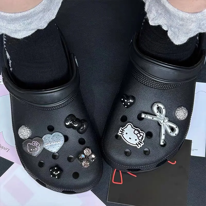 Slipper Accessories DIY Detachable Silver Hello Kitty Bow Decoration Shoes Charm Buckle Holiday Gift Creativity