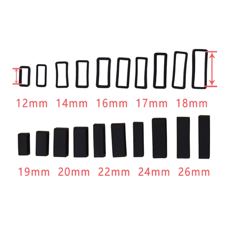 4 sztuk Watch Band pierścień pętli gumowa opaska na nadgarstek pierścienie silikonowe pętli bezpieczeństwa uchwyt 12 14 16 17 18 19 20 22 24 26mm