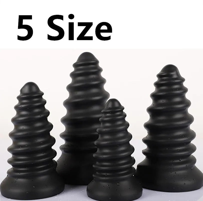 5 Size Ass Big Silicone Anal Plug Huge Butt Plug Dilatador Anal Xxl Spiral Style Buttplug Large Buttplugs Vrouwen Anaal Analplug