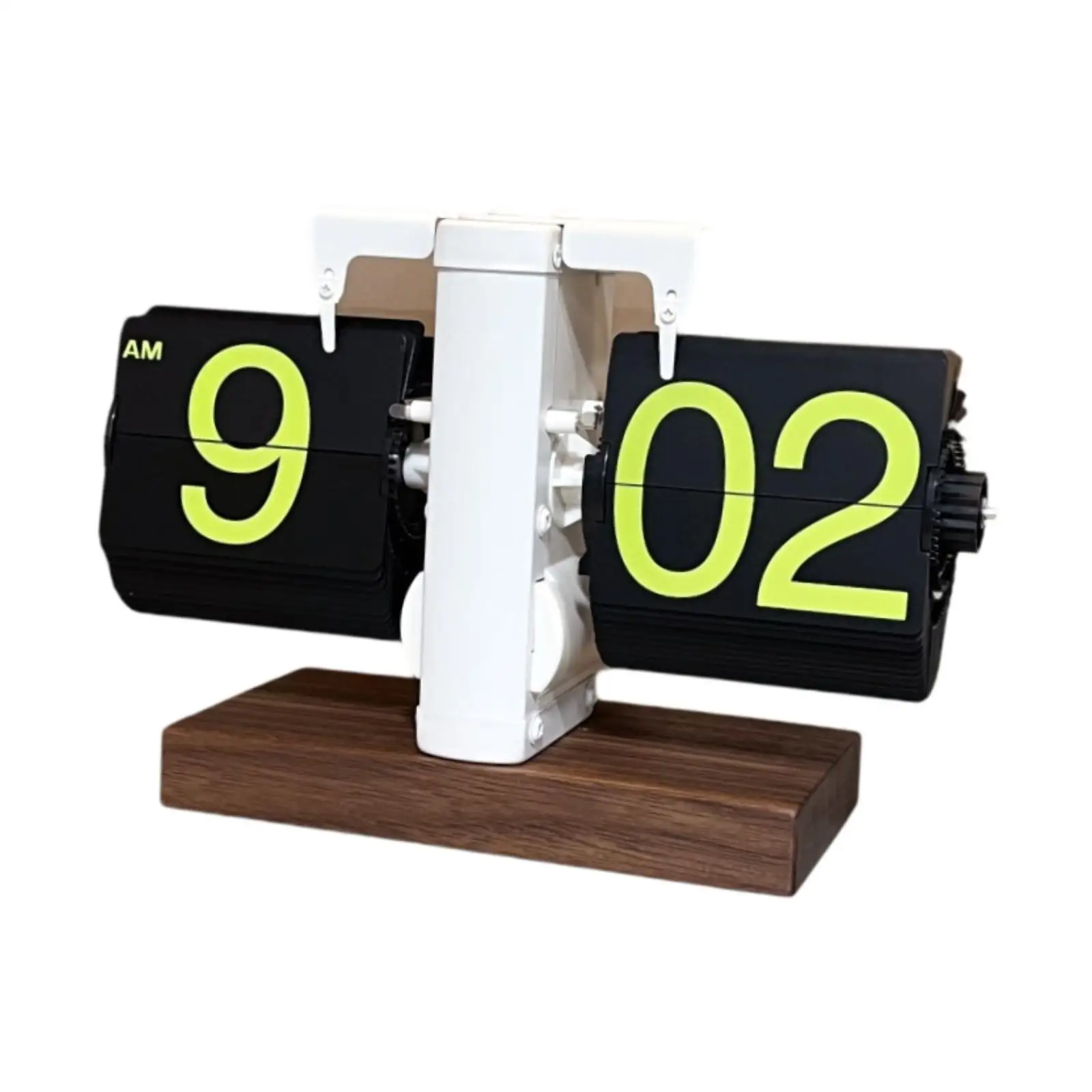 Digital Flip Down Clock Wooden Base Large Number Mechanical Automatic Page Turning Clock for Cafe Home Office Living Room Decor