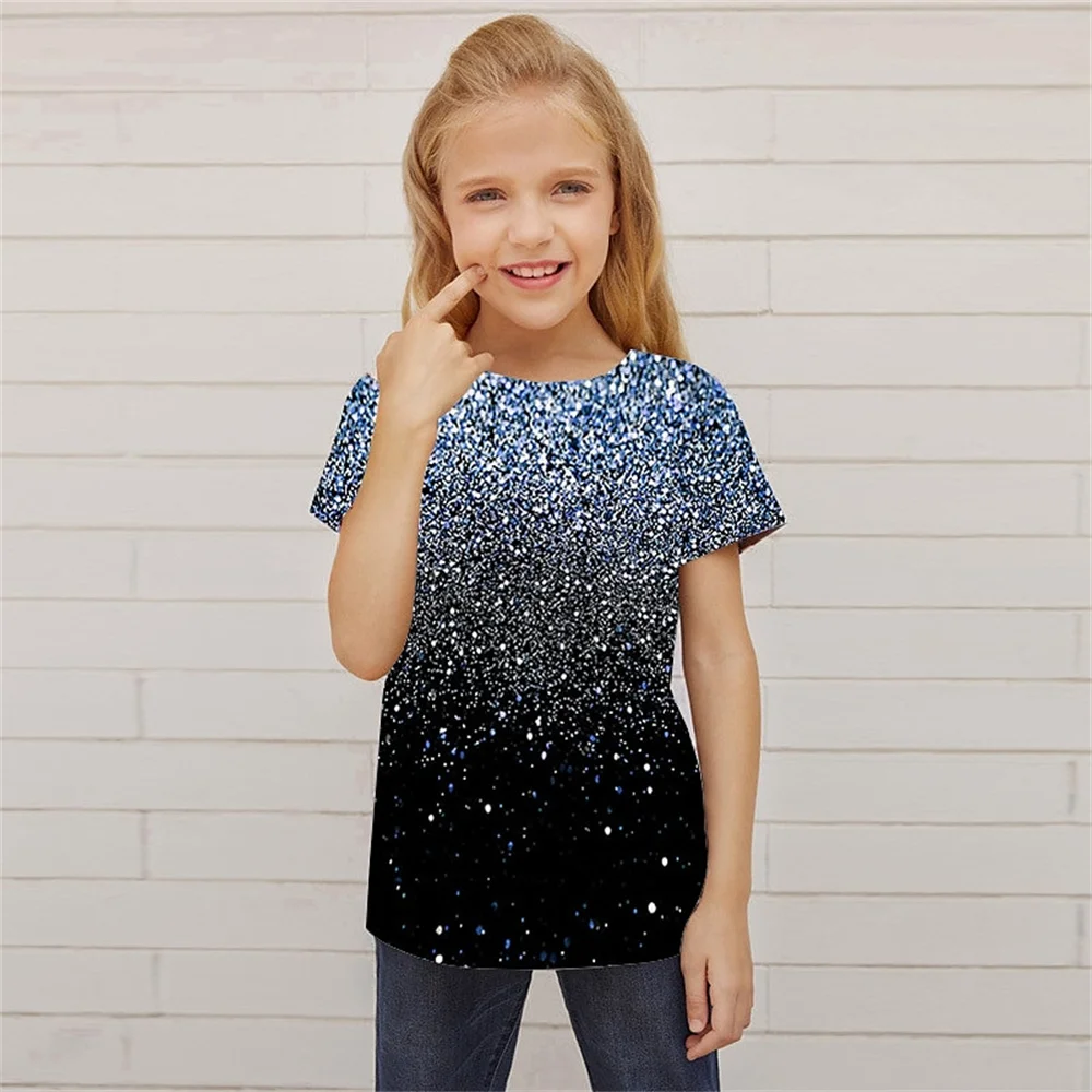 Baby Girl T-Shirt Summer Casual Comfortable Breathable Short Sleeve 3d Printed Fun Girls' T-Shirt Children'sclothing