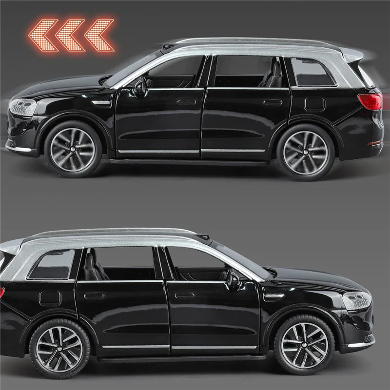 1:32 AITO M9 SUV Liga Nova Energia Modelo de Carro Diecasts Metal Luxy Veículos Modelo de Carro Simulação de Som e Luz Brinquedo para Crianças Presente