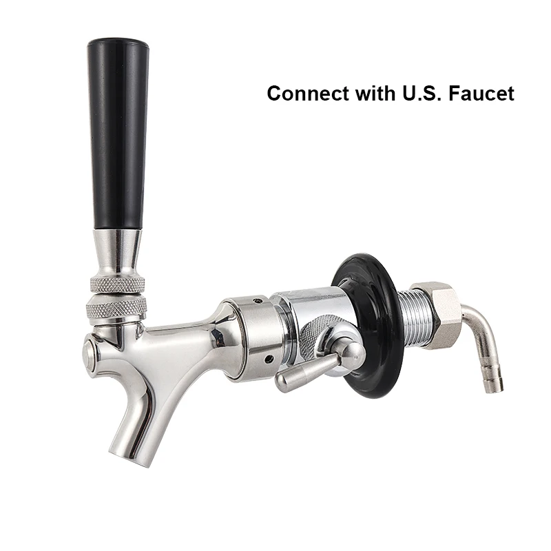 Homebrew Faucet Flow Control Valve US Standard Beer Tap Flow/Foam Control Valve Faucets Adapter with G5/8 Shank