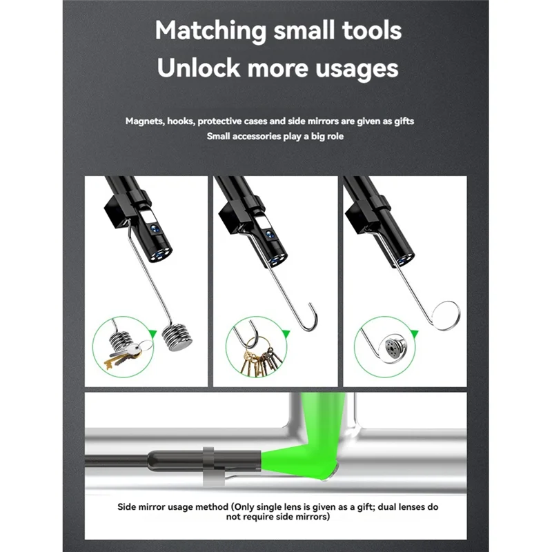 

8Mm 1440P Dual Lens Wi-Fi Video Endoscope Inspection Camera For Automobile Machinery Detection