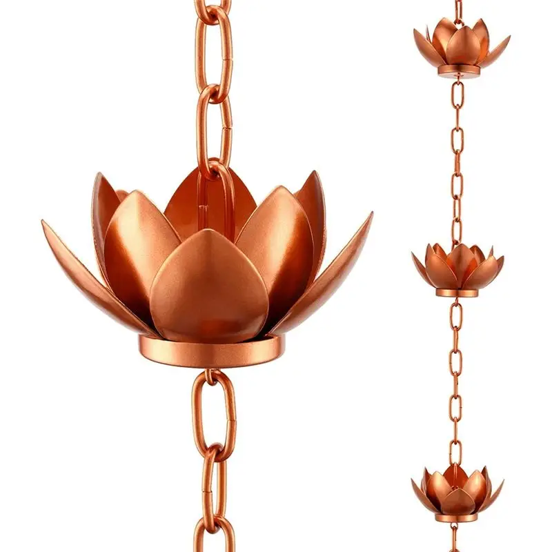 A53Q-Leaf Rain Chain, 4Ft Lotus Rain Catcher Chain With Adapter For Gutters, For Divert Water And Display, For Downspout
