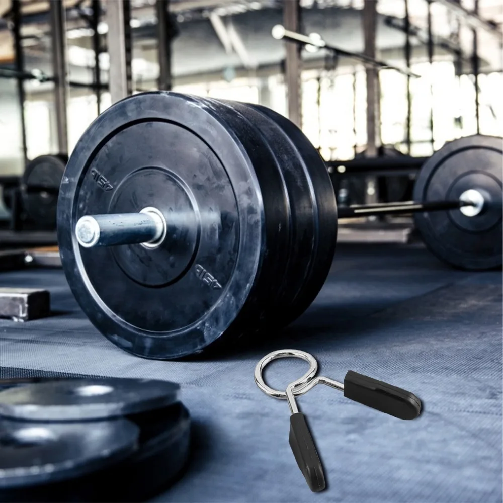 8PCS Steel Barbell Lock Clamp Spring Loaded Ergonomic Dumbbell Lock Clamp Black Plastic Mini Standard Spring Colla Gym Training