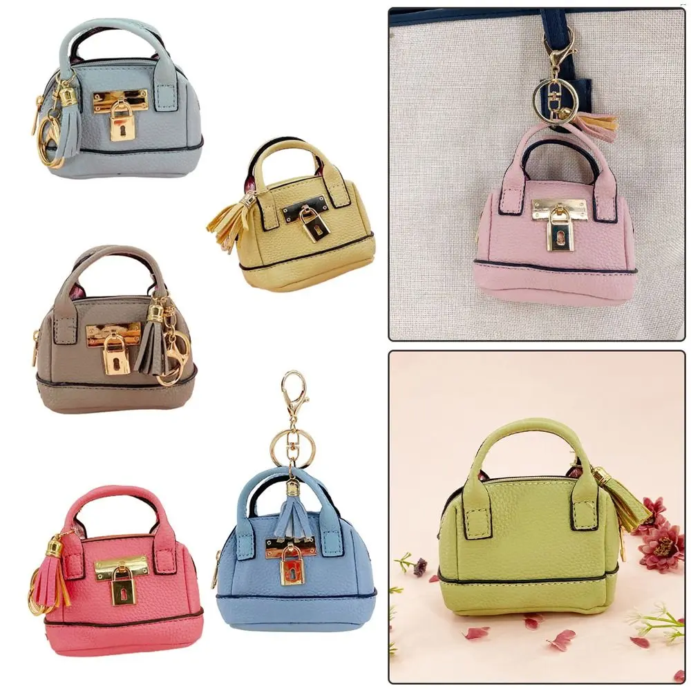 Creative With KeyChain Key Bag Simple PU Leather Coin Purse Wallet Gift Multifunction Mini Storage Pouch