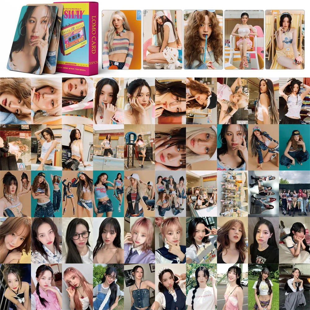 55Pcs/Set Kpop GIDLE I SWAY Boxed Card High Quality Korean Style LOMO Card Double Sides Printing Postcard YUQI SOYEON Fans Gifts