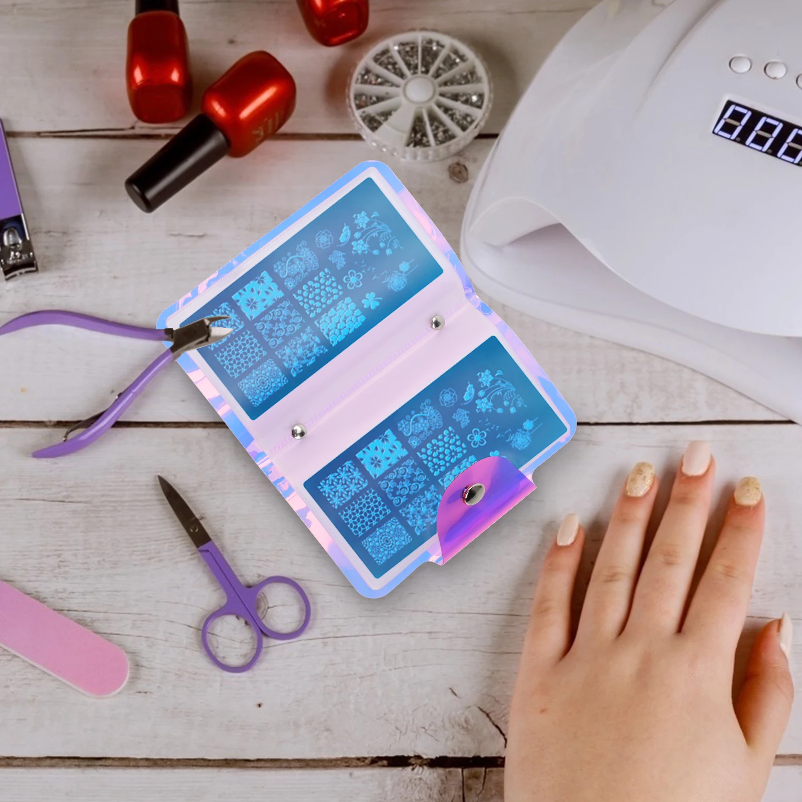 

Nail Art Card Holder Stamp Plate Bag Pouch ganizer Stamping Plates Storage Case Compact Multi card Position Nail Stamping Plates