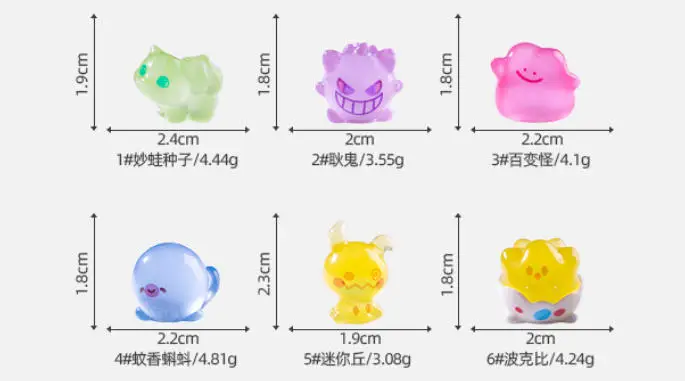 6 Stück/Set Pocket Monsters Anime Figuren, niedliche Schreibtisch-Dekoration, Spielzeug, Kawaii Ornament, Sammlerstück, Festival- und Geburtstagsgeschenk – Detail 2