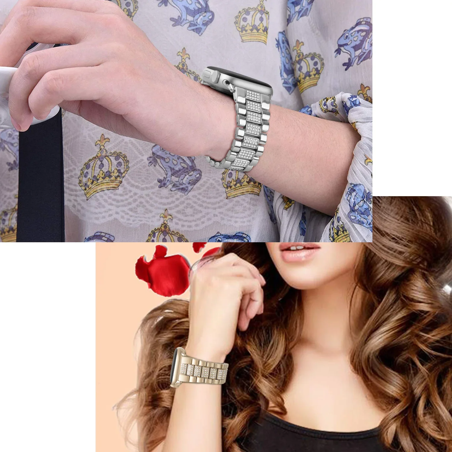 Metal diamond strap for Apple watch Ultra 10 9 8 7 46mm 45mm 41mm 6 5 4 SE 44mm 40mm Stainless steel Bracelet iWatch 3 42mm 38mm