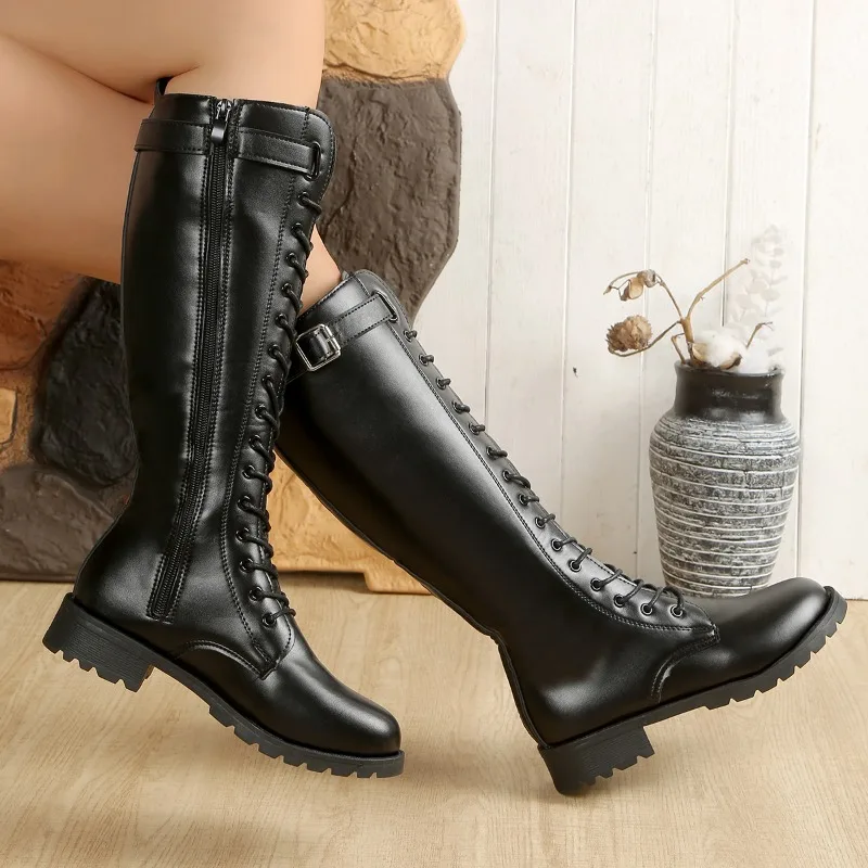 Plus-size Long-thigh Boots Women's 2026 New Autumn and Winter Knee-free Boots Small Block Heel Shoes image 2