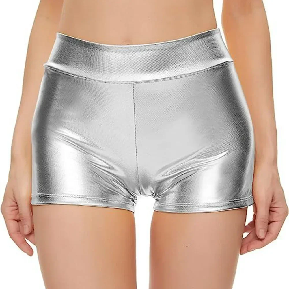 Close Fitting High Waist Lady Shorts Nightclub Performance Bottomed Leather Pant