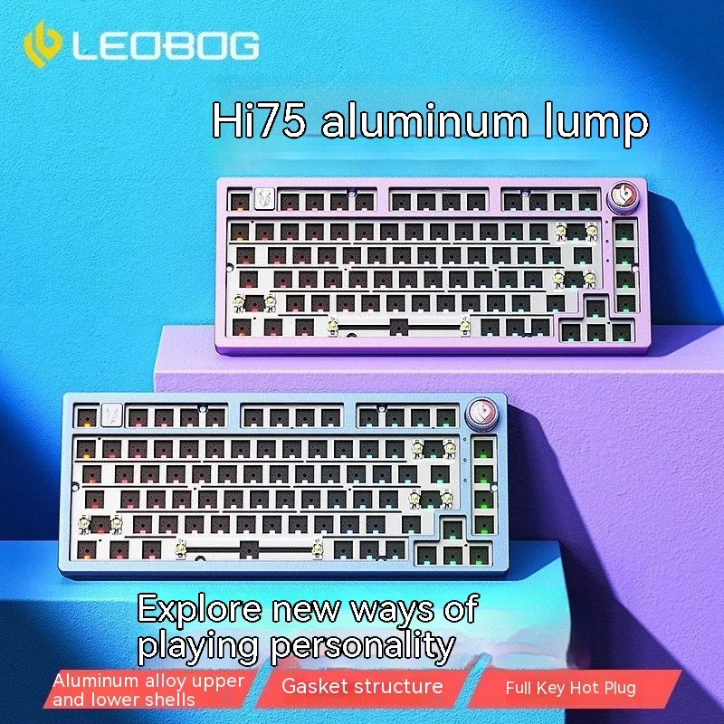 

Leobog Hi75 Aluminum Alloy Cover Plate Mechanical Keyboard Kit 75 Customized Wired Kit Aluminum Lump Hot Plug Game Office