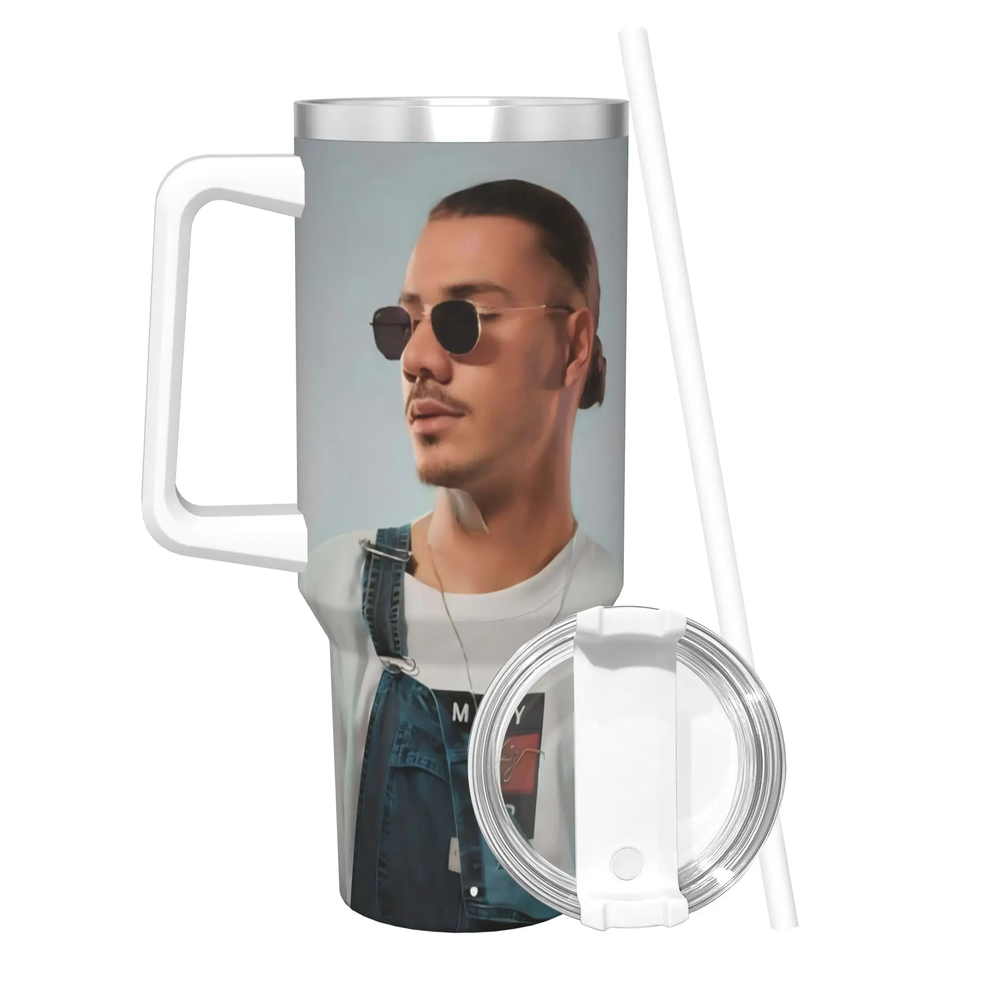 Apache207 Rapper Tumbler With Straw  Stainless Steel Tumblers Mug Double Wall Vacuum Insulated for Cold Or Hot 40oz