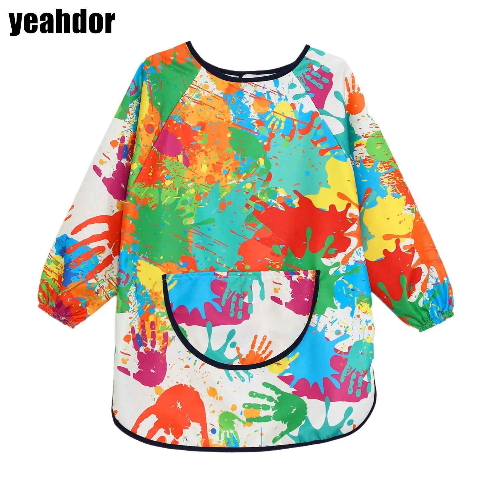 Graffiti Waterproof Art Smock Apron Long Sleeve Front Big Pocket Waterproof Aprons for Painting Cooking Baking Gardening